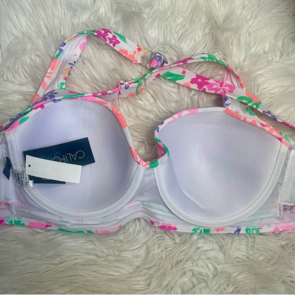 Plus Size Flower Print Pinup Style Bikini Top - Picture 3 of 5